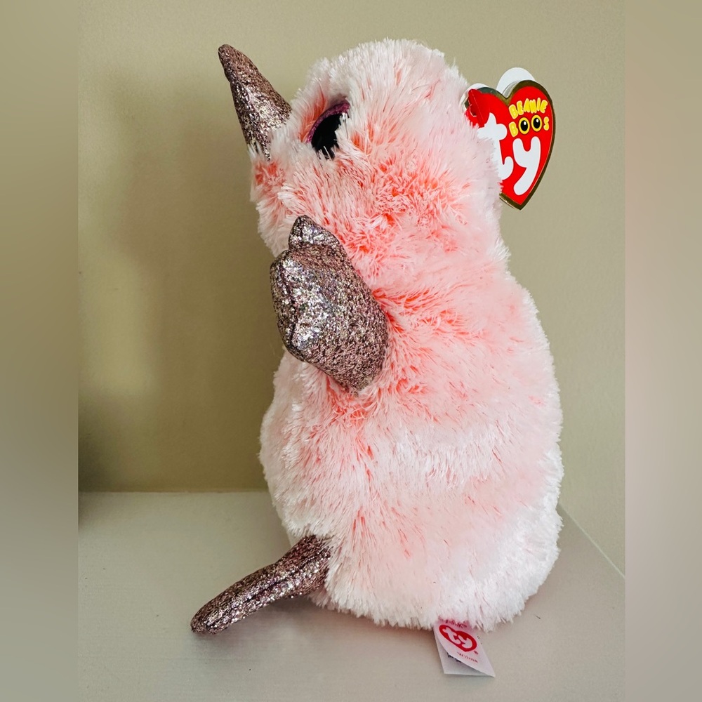 Ty Silk Beanie Boo Wilma Pink Platypus Plush with Glitter Accents NWT 2018